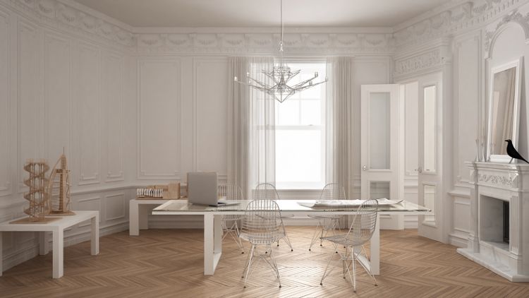 Altbauwohnung mit Schreibtisch