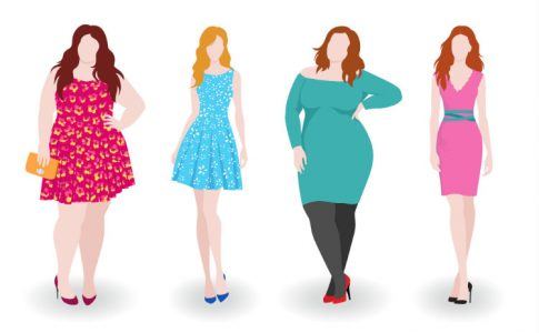 Vier Frauen mit unterschiedlichen Körpergrößen