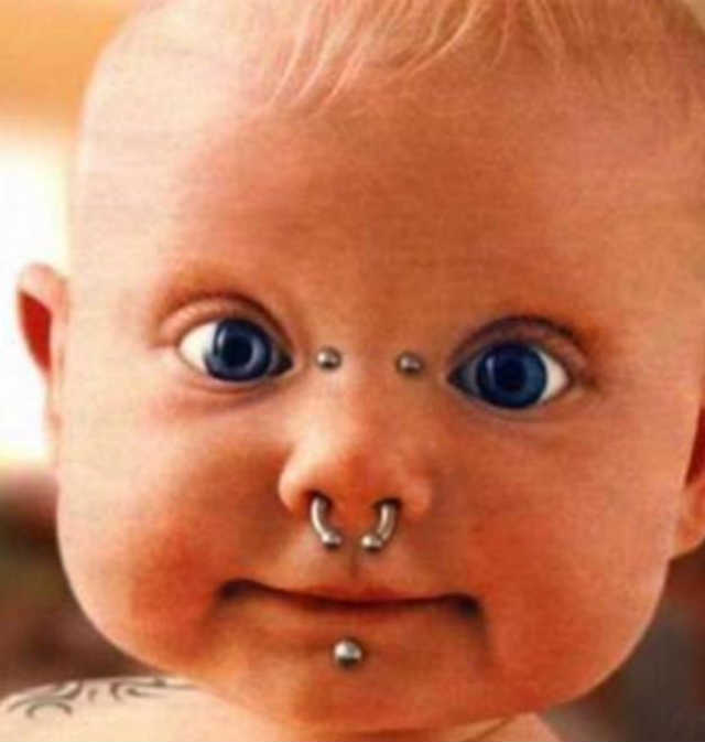 lustige babyfotos baby mit piercing