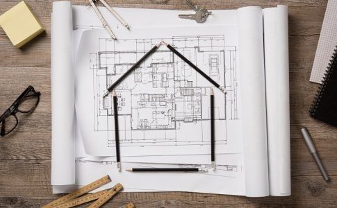 Sketch eines Hauses mit Räumen