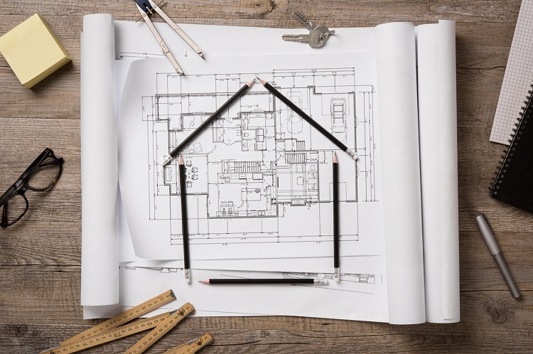 Sketch eines Hauses mit Räumen